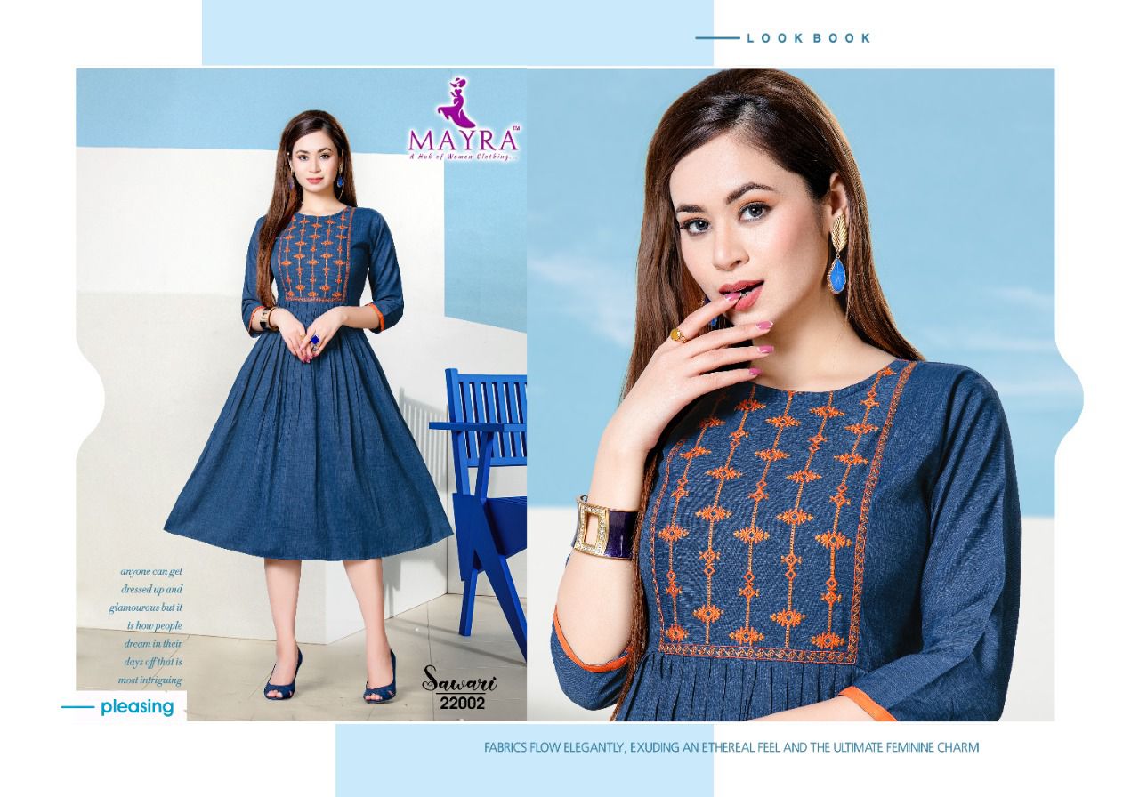 Mayra Sawari Fancy Ethnic Wear Rayon Anarkali Latest Kurti Collection